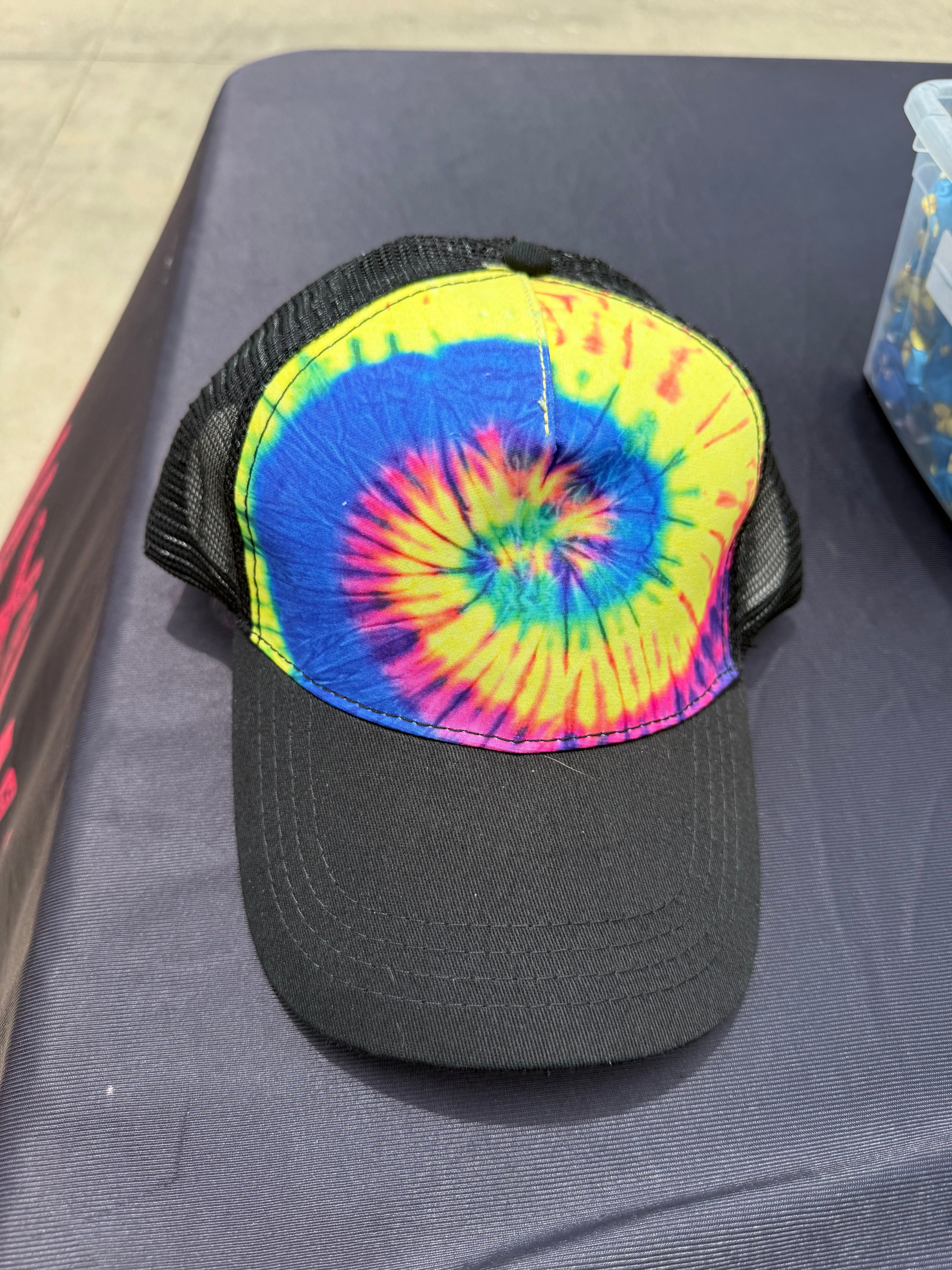 Custom hat rainbow swirl